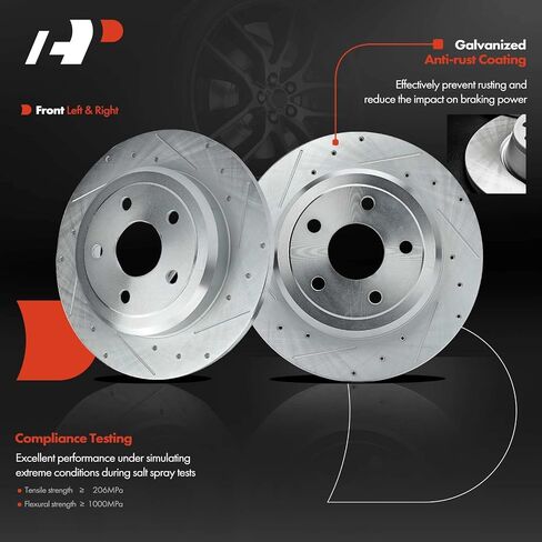 A-Premium 12.99 inch (330mm) Rear Drilled and Slotted Disc Brake Rotors + Ceramic Pads Kit Compatible with Select Dodge and Jeep Models - Durango/Grand Cherokee 2011-2020, 6-PC Set in Saudi Arabia