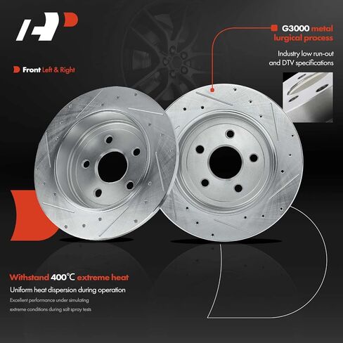 A-Premium 12.99 inch (330mm) Rear Drilled and Slotted Disc Brake Rotors + Ceramic Pads Kit Compatible with Select Dodge and Jeep Models - Durango/Grand Cherokee 2011-2020, 6-PC Set in Saudi Arabia