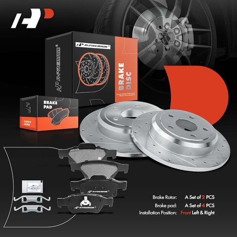 A-Premium 12.99 inch (330mm) Rear Drilled and Slotted Disc Brake Rotors + Ceramic Pads Kit Compatible with Select Dodge and Jeep Models - Durango/Grand Cherokee 2011-2020, 6-PC Set in Saudi Arabia
