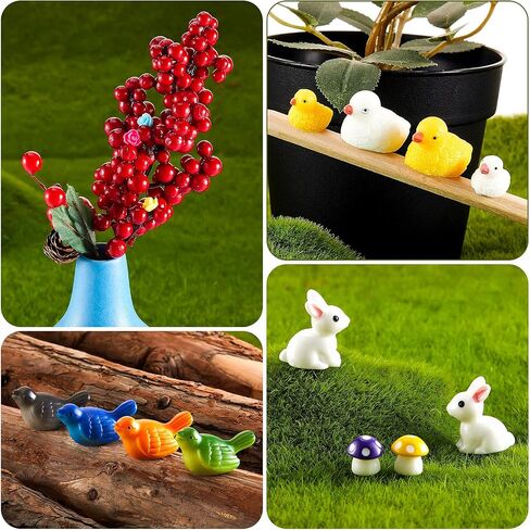 Skylety 100 Pieces Mini Rabbit Carrot Figurines Easter Bunny Carrot Figures Resin Duck Miniatures Figurines Tiny Resin Animal Figurine Micro Landscape Dollhouse Ornament for DIY Easter Bunny Garden in Saudi Arabia