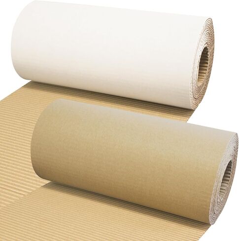 Corrugated Cardboard Roll 12 x 394 Inch Single Face Corrugated Cardboard Roll Shipping Corrugated Roll Heavy Duty Large Paper Corrugated Wrap for Packing Storage Shipping DIY, Brown in Saudi Arabia