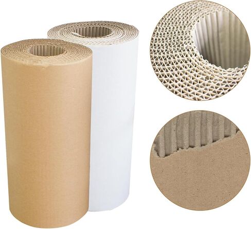 Corrugated Cardboard Roll 12 x 394 Inch Single Face Corrugated Cardboard Roll Shipping Corrugated Roll Heavy Duty Large Paper Corrugated Wrap for Packing Storage Shipping DIY, Brown in Saudi Arabia