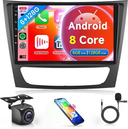 راديو Carplay 8 Core 6G+128G لسيارة Mercedes Benz E Class W211 E200 CLS E320 E500 E350 W219 2002-2010، Rimoody Android 13 Car Stereo 9 بوصة شاشة لمس GPS WiFi DSP-36 BT/FM/RDS59-UI كاميرا موضوعات in Saudi Arabia