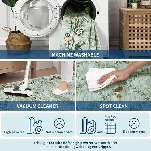 GarveeHome 5x7 Washable Floral Area Rugs for Living Room: Modern Floral Non Slip Large Area Rugs for Bedroom, Large Machine Washable Living Room Low Pile Carpet with Non-Slip Backing Beige 5'x7'. in Saudi Arabia