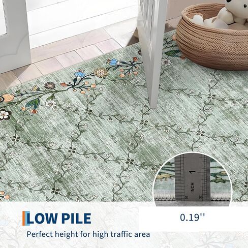 GarveeHome 5x7 Washable Floral Area Rugs for Living Room: Modern Floral Non Slip Large Area Rugs for Bedroom, Large Machine Washable Living Room Low Pile Carpet with Non-Slip Backing Beige 5'x7'. in Saudi Arabia