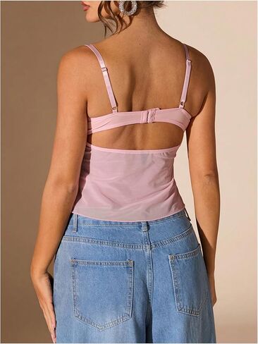 Wdirara Women's Low Cut Sexy Out Out Bustier Bustier Top Top in Kuwait