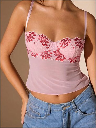 Wdirara Women's Low Cut Sexy Out Out Bustier Bustier Top Top in Kuwait