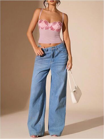 Wdirara Women's Low Cut Sexy Out Out Bustier Bustier Top Top in Kuwait