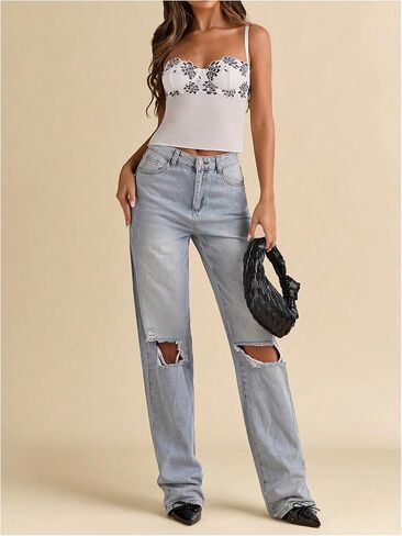 Wdirara Women's Low Cut Sexy Out Out Bustier Bustier Top Top in Kuwait