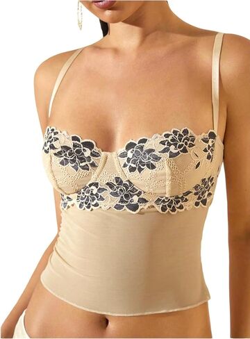 Wdirara Women's Low Cut Sexy Out Out Bustier Bustier Top Top in Kuwait
