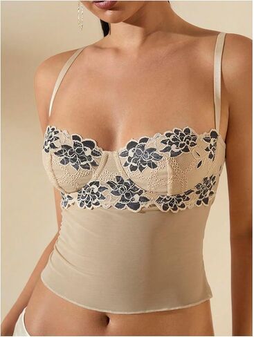 Wdirara Women's Low Cut Sexy Out Out Bustier Bustier Top Top in Kuwait