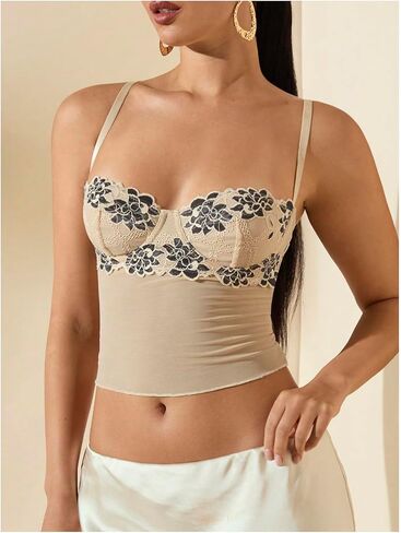 Wdirara Women's Low Cut Sexy Out Out Bustier Bustier Top Top in Kuwait