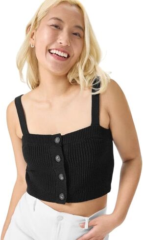 florence by mills Women's Bright Side Button-up Knit Cropped Tank in Saudi Arabia