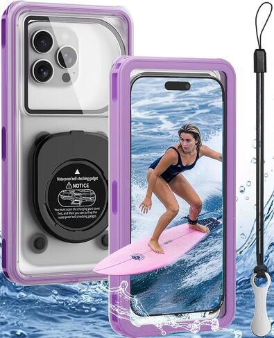 WIFORT Underwater Phone Case لـ Snorkeling ، Pro Diving IP68 Case Waterproof with Lanyard ، Universal Under Video Video Case for iPhone 16 Galaxy Pixel Moto All Series ، to 6.9 " - Black in Kuwait