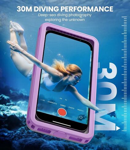 WIFORT Underwater Phone Case لـ Snorkeling ، Pro Diving IP68 Case Waterproof with Lanyard ، Universal Under Video Video Case for iPhone 16 Galaxy Pixel Moto All Series ، to 6.9 " - Black in Kuwait