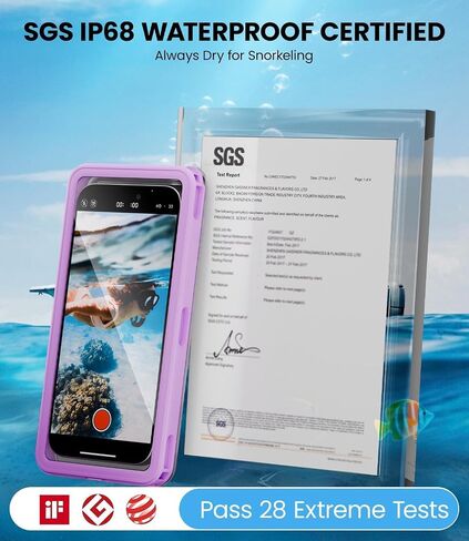 WIFORT Underwater Phone Case لـ Snorkeling ، Pro Diving IP68 Case Waterproof with Lanyard ، Universal Under Video Video Case for iPhone 16 Galaxy Pixel Moto All Series ، to 6.9 " - Black in Kuwait