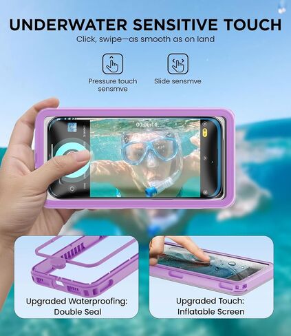 WIFORT Underwater Phone Case لـ Snorkeling ، Pro Diving IP68 Case Waterproof with Lanyard ، Universal Under Video Video Case for iPhone 16 Galaxy Pixel Moto All Series ، to 6.9 " - Black in Kuwait
