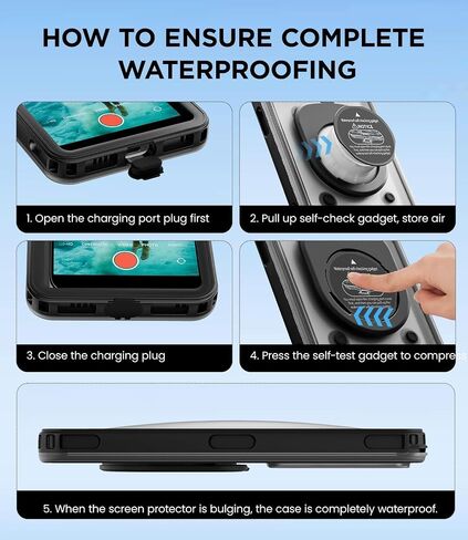 WIFORT Underwater Phone Case لـ Snorkeling ، Pro Diving IP68 Case Waterproof with Lanyard ، Universal Under Video Video Case for iPhone 16 Galaxy Pixel Moto All Series ، to 6.9 " - Black in Kuwait