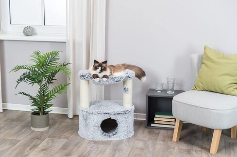 TRIXIE Gerado Cat Tree with Hammock, Condo, Scratching Post, Cat Toy (Gray) in Kuwait