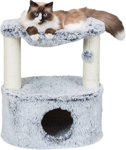 TRIXIE Gerado Cat Tree with Hammock, Condo, Scratching Post, Cat Toy (Gray) in Kuwait
