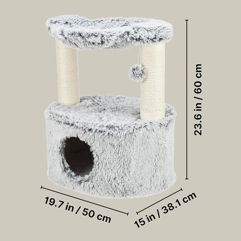 TRIXIE Gerado Cat Tree with Hammock, Condo, Scratching Post, Cat Toy (Gray) in Kuwait