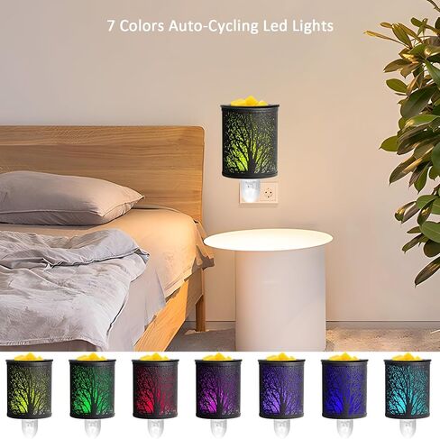 Wax Melts Warmer Plug in Wall–Electric Wax Warmer with 7 Colors Light Fragrance Wax Burner PTC Heating Pluggable Wax Melter Warmer with Removal Dish Gift & Home Decor in Saudi Arabia