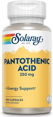Solaray Pantothenic Acid 250mg | فيتامين B5 | استقلاب الطاقة والشعر والجلد والأظافر ودعم الجهاز الهضمي | 100CT in Saudi Arabia