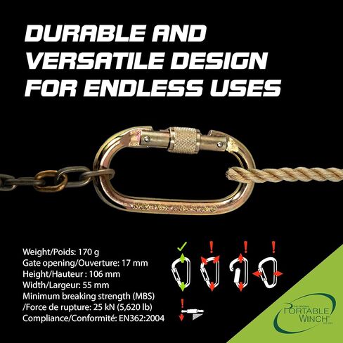 Portable Winch Co. PCA-1702 Steel Locking Carabiner in Kuwait