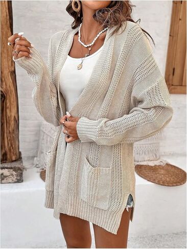 GORGLITTER Women's Crochet Cardigan Sweaters Lightweight Long Sleeve Open Front Kimono in Saudi Arabia