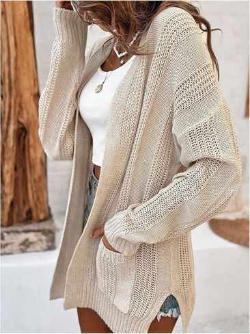 GORGLITTER Women's Crochet Cardigan Sweaters Lightweight Long Sleeve Open Front Kimono in Saudi Arabia