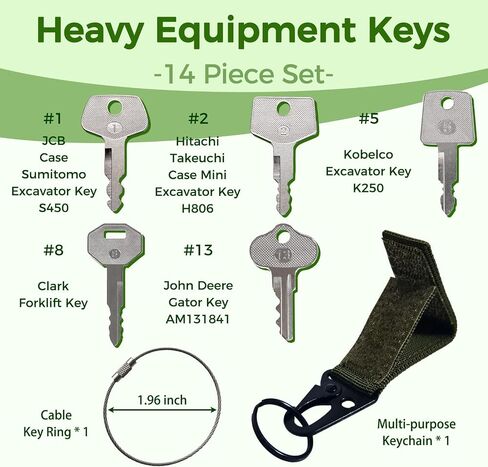 Contractors Heavy Equipment Keys Construction Equipment Multi Key Set fit Most Common Major Equipment Manufactures Forlift Dozer Lodaer John Deere CAT Case Hyster JCB Volvo and More Machine Keys in Saudi Arabia