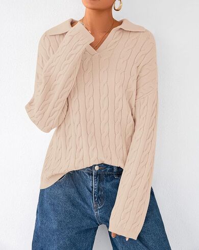 BTFBM Women's Oversized Sweaters Fall Fashion Clothes 2025 Trendy Knit Pullover Casual Long Sleeve V Neck Sweater Jumper Tops in Saudi Arabia