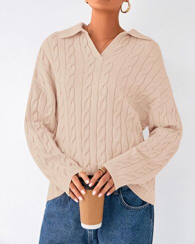 BTFBM Women's Oversized Sweaters Fall Fashion Clothes 2025 Trendy Knit Pullover Casual Long Sleeve V Neck Sweater Jumper Tops in Saudi Arabia