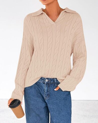 BTFBM Women's Oversized Sweaters Fall Fashion Clothes 2025 Trendy Knit Pullover Casual Long Sleeve V Neck Sweater Jumper Tops in Saudi Arabia