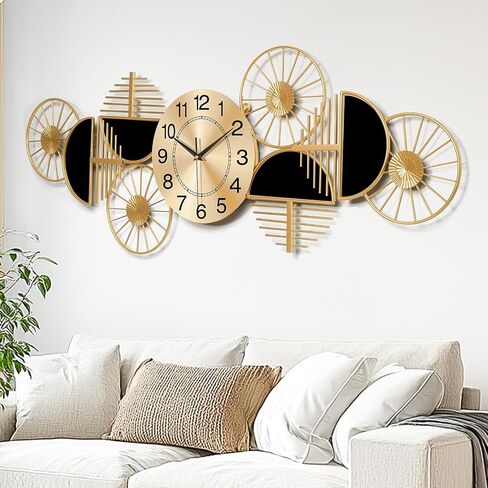 Decorative Large Wall Clock,Modern Silent Non-Ticking Metal Wall Art, Horizontal or Vertical Hanging Clock for Living Room, Office, or Entryway (40") in Saudi Arabia