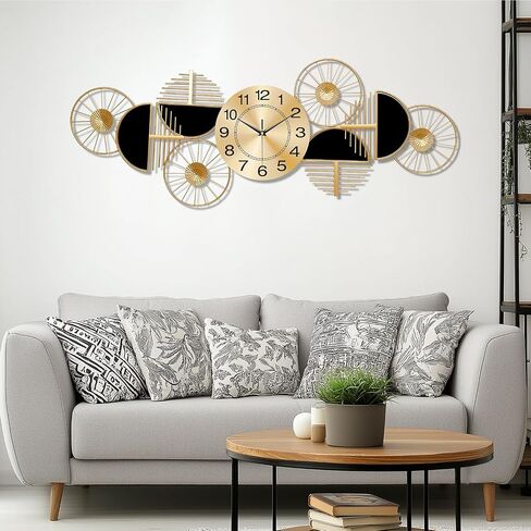 Decorative Large Wall Clock,Modern Silent Non-Ticking Metal Wall Art, Horizontal or Vertical Hanging Clock for Living Room, Office, or Entryway (40") in Saudi Arabia