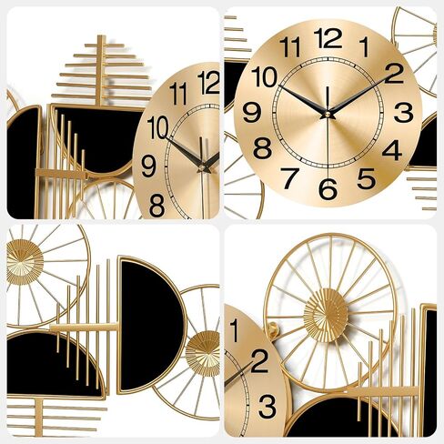 Decorative Large Wall Clock,Modern Silent Non-Ticking Metal Wall Art, Horizontal or Vertical Hanging Clock for Living Room, Office, or Entryway (40") in Saudi Arabia
