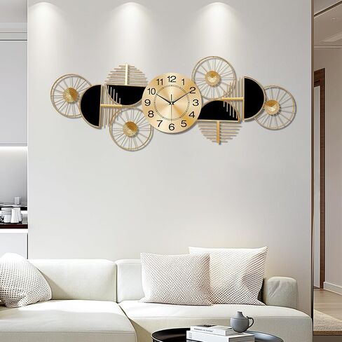 Decorative Large Wall Clock,Modern Silent Non-Ticking Metal Wall Art, Horizontal or Vertical Hanging Clock for Living Room, Office, or Entryway (40") in Saudi Arabia