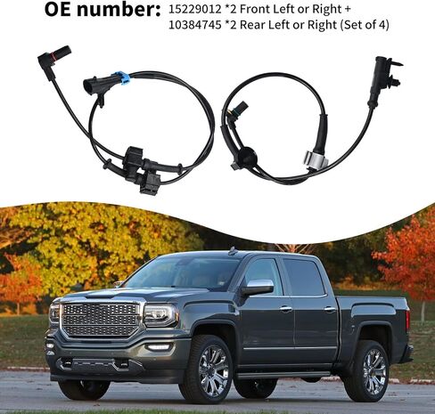 4pcs 15229012 الأمام الخلفية الأمامية اليسار واليمين ABS SPEED Sensor استبدال Chevry Silverado 1500 2007 2008 2008 2010 2011 2012 2013 استبدال GMC Sierra 1500 2007-2013 استبدال 10384745 in Saudi Arabia