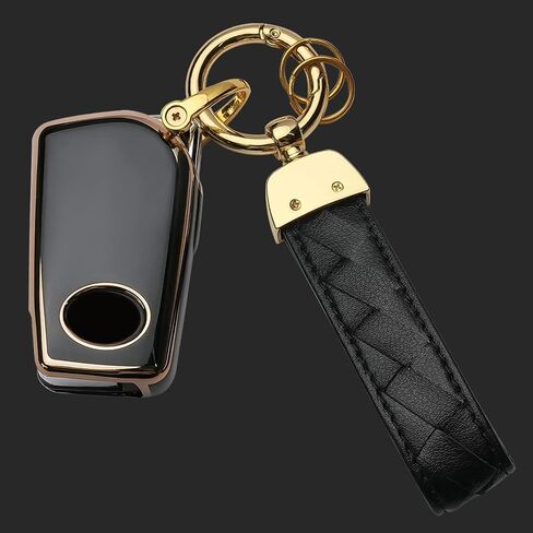 for Toyota Key Fob Cover Keychain Fit for Fortuner tundra Camry RAV4 Highlander Corolla Smart Key Shell Case (Black, 4 Button) in Saudi Arabia