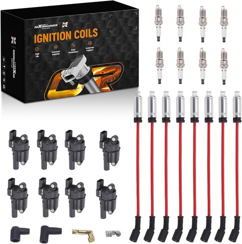 maXpeedingrods UF414 Set of 8 Ignition Coil with 8 Spark Plug and 8 Wire Set Fit for Cadillac Buick Hummer Pontiac GMC Chevrolet, Ignition Coil Kit Replaces 12573190 C599 GN10165 in Saudi Arabia