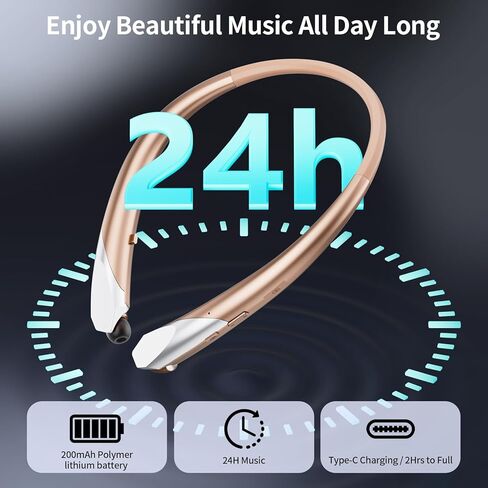 Neckband Bluetooth Headphones with Wireless Retractable Earbuds, Built-in Mic & Vibration Alerts - IPX5 Sweatproof Earphones, Noise Cancelling Headset for Sports, Running, Driving (Black) in Kuwait