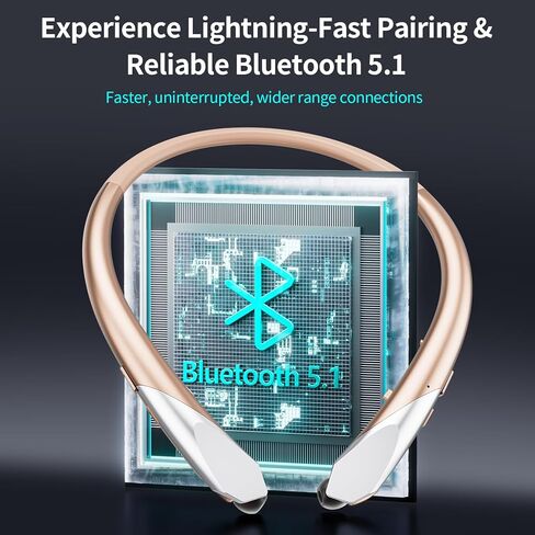 Neckband Bluetooth Headphones with Wireless Retractable Earbuds, Built-in Mic & Vibration Alerts - IPX5 Sweatproof Earphones, Noise Cancelling Headset for Sports, Running, Driving (Black) in Kuwait