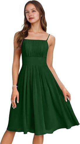 Spaghetti Strap Junior Bridesmaid Dresses Short Flower Girl Dress for Wedding Guest Party Gown in Kuwait