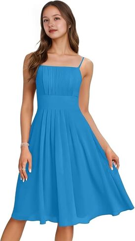 Spaghetti Strap Junior Bridesmaid Dresses Short Flower Girl Dress for Wedding Guest Party Gown in Kuwait