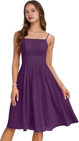 Spaghetti Strap Junior Bridesmaid Dresses Short Flower Girl Dress for Wedding Guest Party Gown in Kuwait
