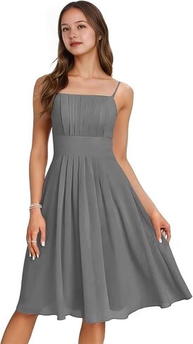 Spaghetti Strap Junior Bridesmaid Dresses Short Flower Girl Dress for Wedding Guest Party Gown in Kuwait