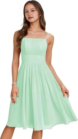 Spaghetti Strap Junior Bridesmaid Dresses Short Flower Girl Dress for Wedding Guest Party Gown in Kuwait