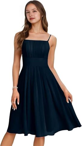 Spaghetti Strap Junior Bridesmaid Dresses Short Flower Girl Dress for Wedding Guest Party Gown in Kuwait