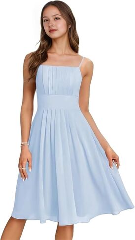 Spaghetti Strap Junior Bridesmaid Dresses Short Flower Girl Dress for Wedding Guest Party Gown in Kuwait